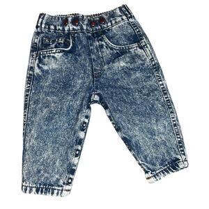 Vintage Little Levi's acid wash denim pull on jeans size 12 months made in USA